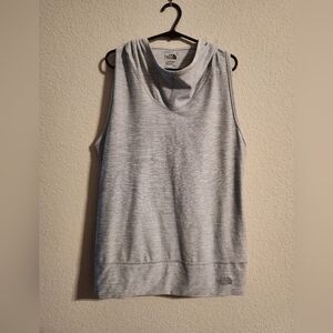 The North Face Women’s Grey Racerback Hooded Sleeveless Pullover Shirt size med